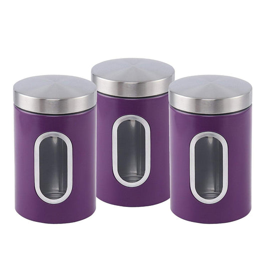 Nea 3Pc Canister Set Viola Purple Home Kitchen 2699 (Parcel Rate)