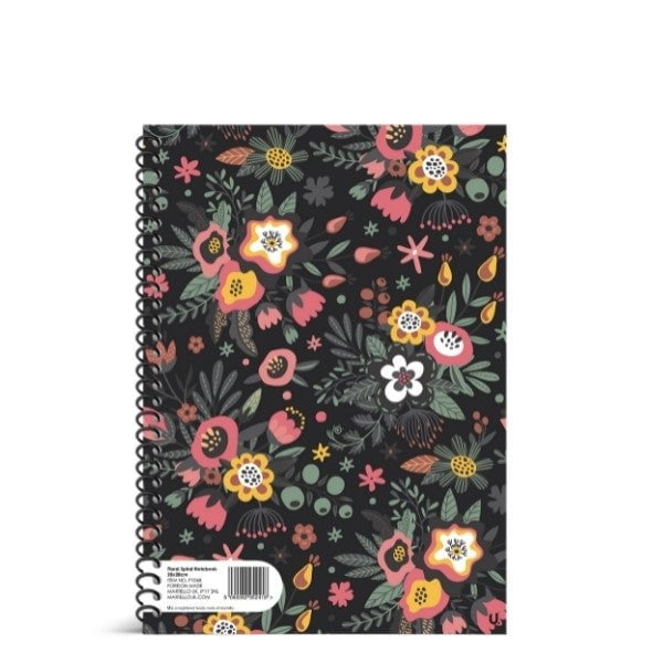 Floral Spiral Notebook 20 x 28cm School Assorted Designs P1068 (Parcel Rate)