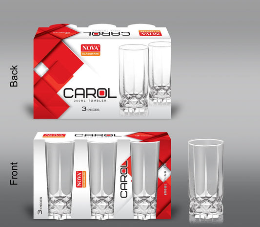 Carol Glass Tumblers 300ml 3Pc Set TNV030 G1018 (Parcel Rate)