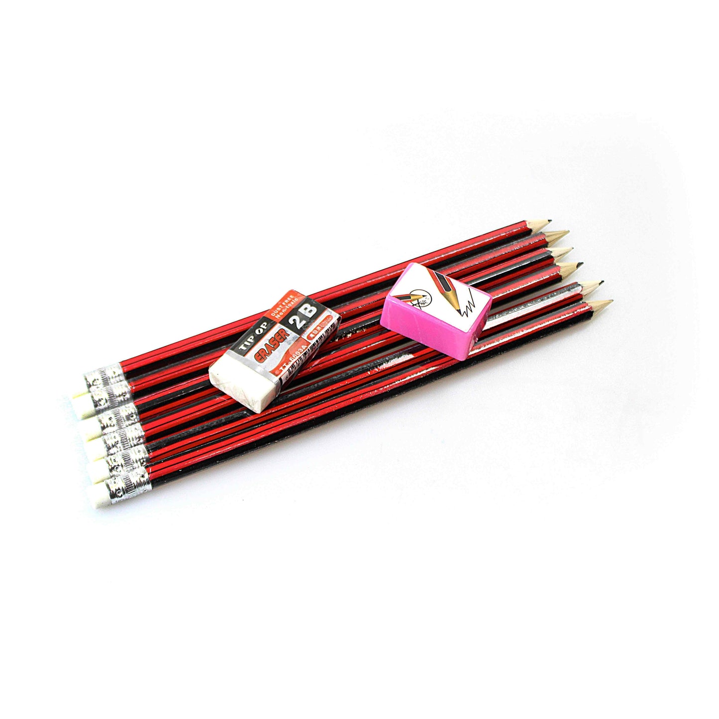Childrens School Lead Pencils Eraser Sharpener Pack 3 Colours Available (Large Letter Rate)