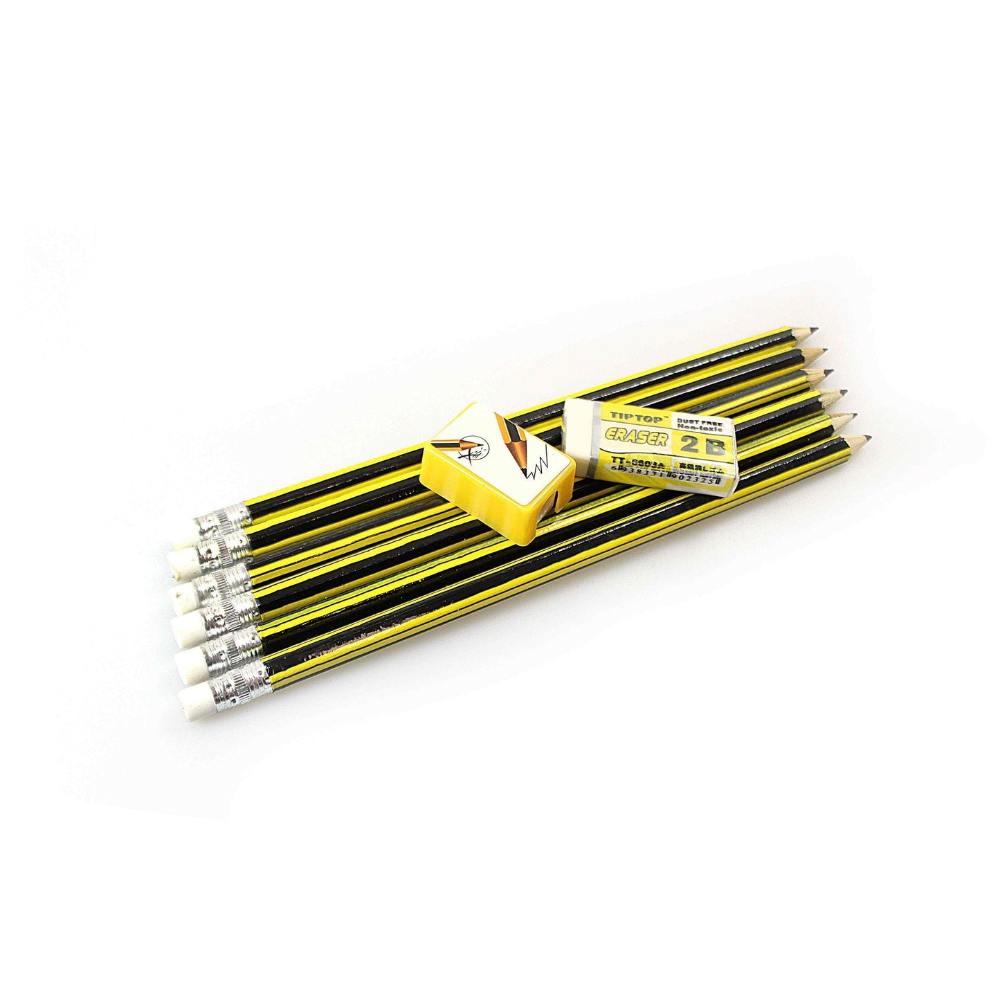Childrens School Lead Pencils Eraser Sharpener Pack 3 Colours Available (Large Letter Rate)