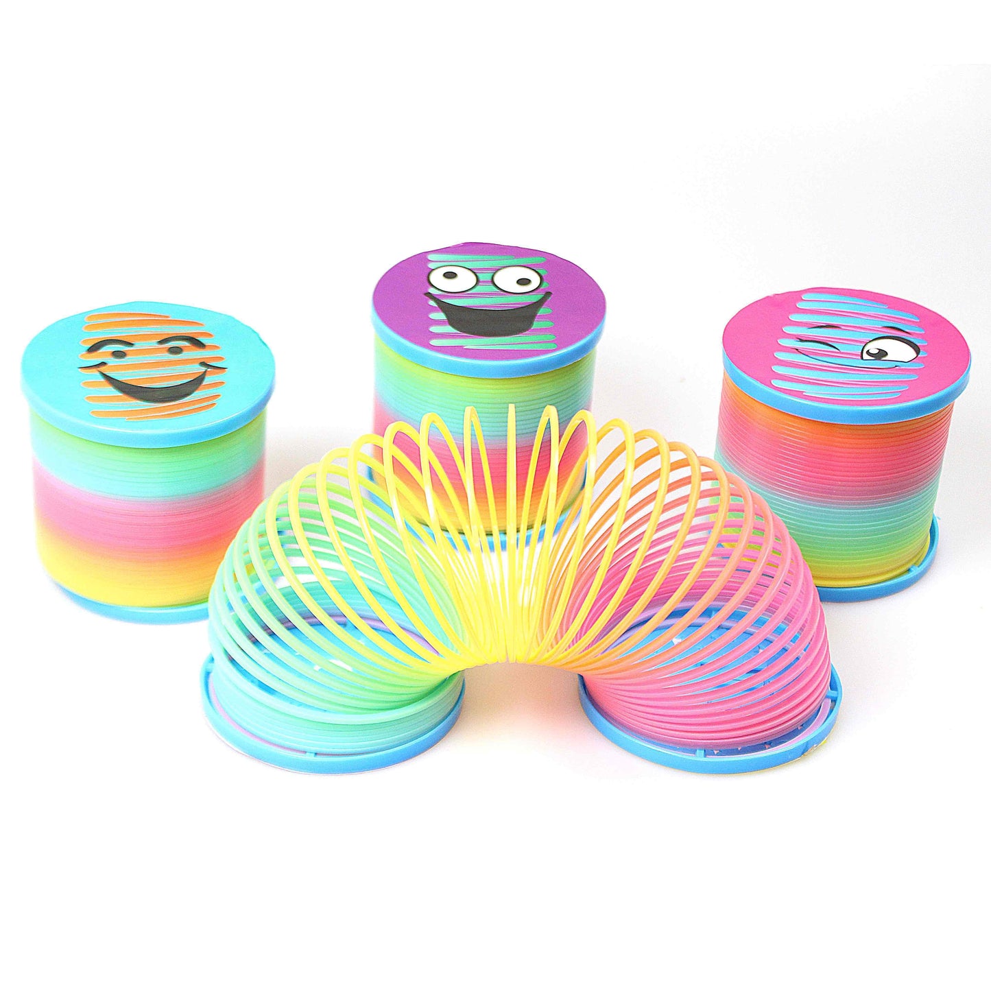 Rainbow Coloured Spring Slinky Children Toy With Printed Faces  4547 (Parcel Rate)