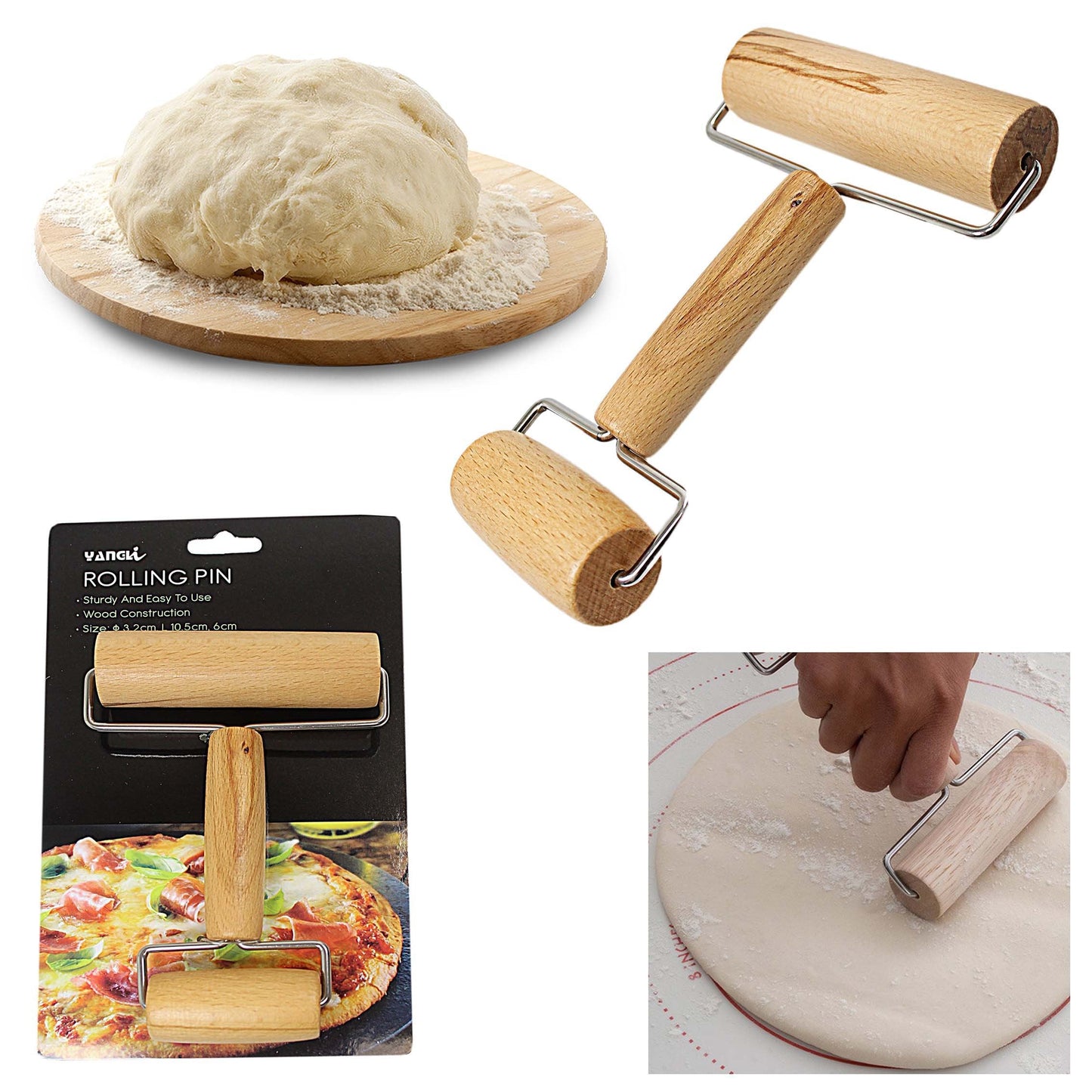 Double Sided Wooden Dough Rolling Pin 10.5 x 6 cm Kitchen 4666 (Parcel Rate)