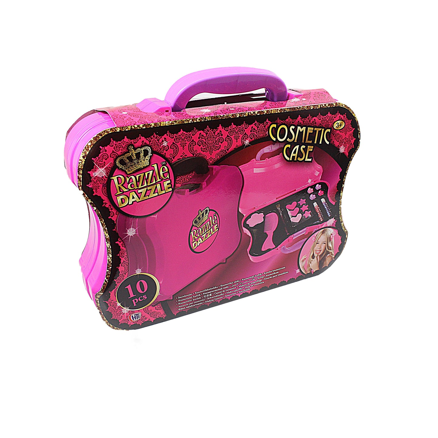 Razzle Dazzle Small Cosmetics Makeup Case 10 pcs Eyeshadow Lipgloss Hair Clips   2261 (Parcel Rate)