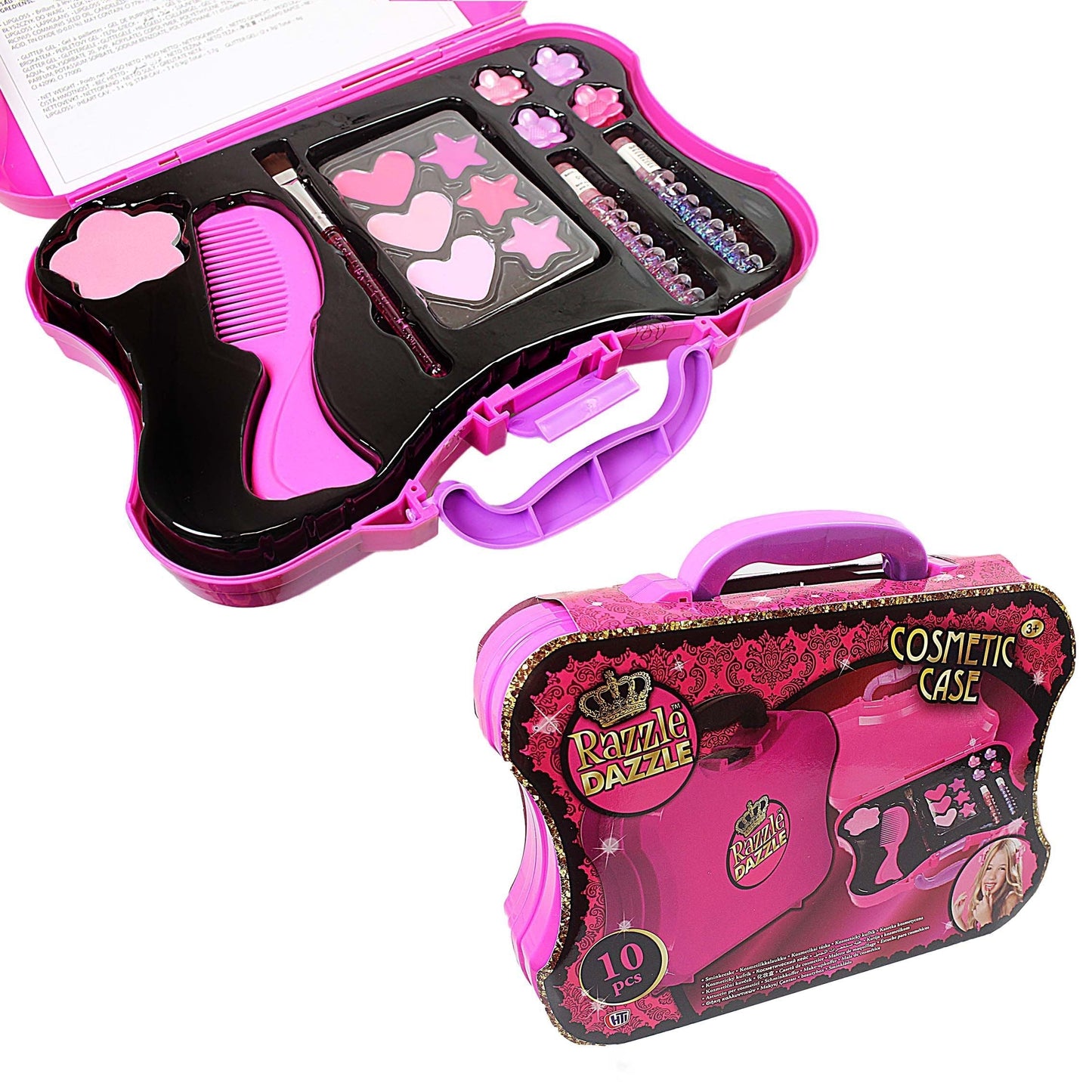 Razzle Dazzle Small Cosmetics Makeup Case 10 pcs Eyeshadow Lipgloss Hair Clips   2261 (Parcel Rate)