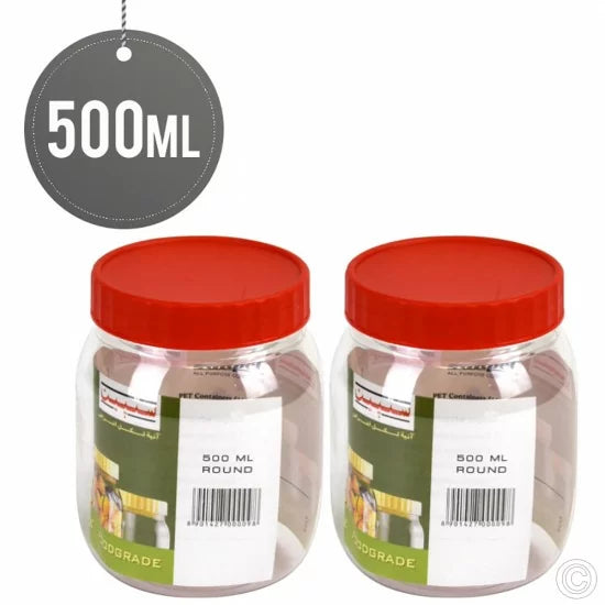 Plastic Food Storage Pet Jars 500ml Pack of 2 ST00098 (Parcel Rate)