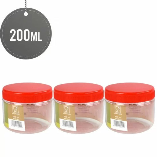 Plastic Food Storage Pet Jars 200ml Pack of 3 ST5129 (Parcel Rate)