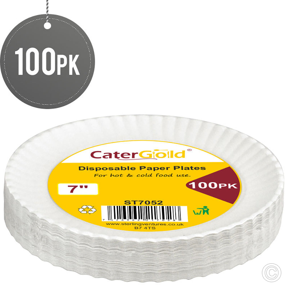 Pack Of 100 Disposable 7" Paper Plates Home ST7052 (Parcel Rate)
