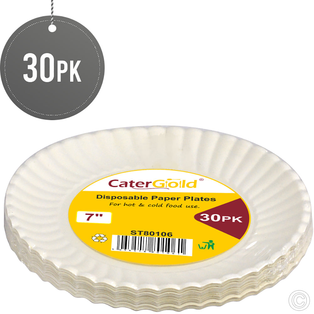 Pack Of 30 Disposable 7" Paper Plates Home ST80106 (Parcel Rate)