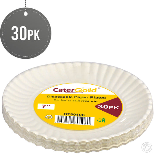 Pack Of 30 Disposable 7" Paper Plates Home ST80106 (Parcel Rate)
