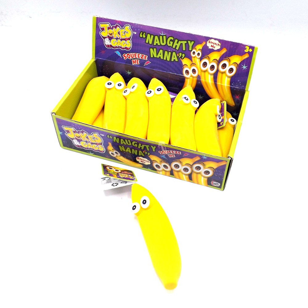 Naughty Nana Yellow Banana Squeezy Squishy Children's Fidget Toy 1374137 (Parcel Rate)