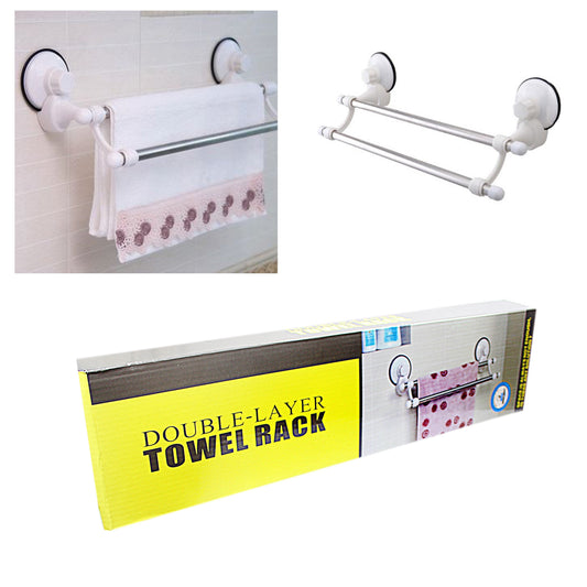 Bathroom Suction Double Layer Towel Rack Holds Upto 5kg 3018 (Parcel Rate)