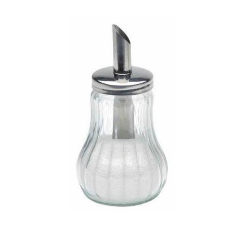 Clear Ribbed Glass Sugar Jar Dispenser 10 x 5 cm 7117 (Parcel Rate)