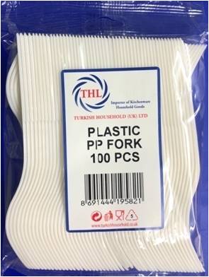 100 Pack Plastic Disposable Forks Home Party BBQ THL9582 (Parcel Rate)