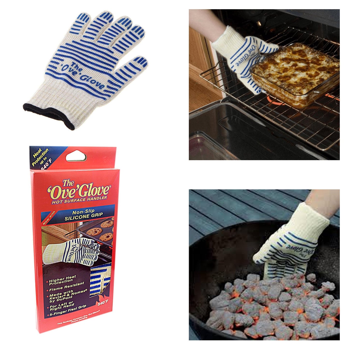 The 'Ove' Glove Heavy Duty Oven Glove Non- Slip Silicone Grip Washable 15 cm x 24 cm Large 130 Gram 4403 (Parcel Rate)