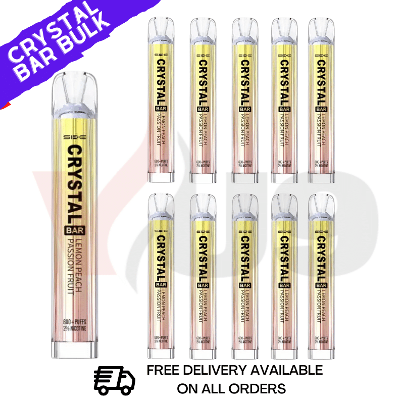 SKE Crystal Bar VAPE Box Of 10 600Puff Lemon peach passion fruit