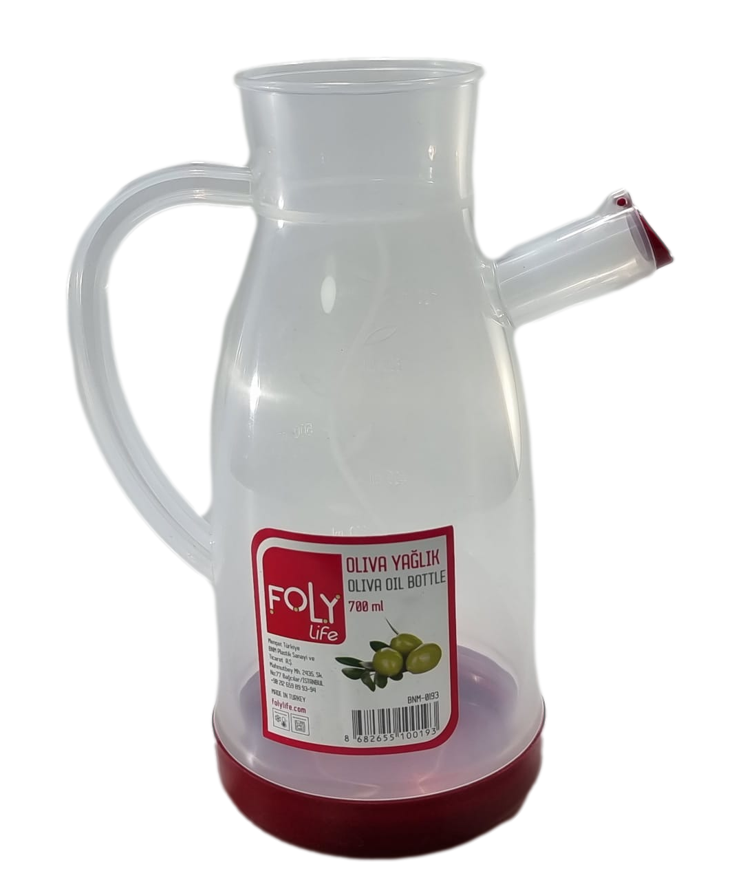 Foly Life Olive Oil Bottle With Meausurements Plastic 700ml Assorted Colours BNM0193 (Parcel Rate)