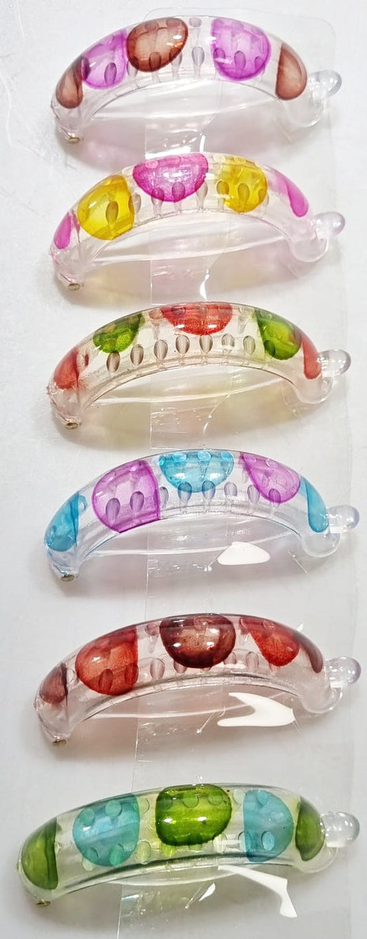 Colourful Hair Clip Accessories Dot Design Clear Plastic Assorted Colours 2647 (Parcel Rate)