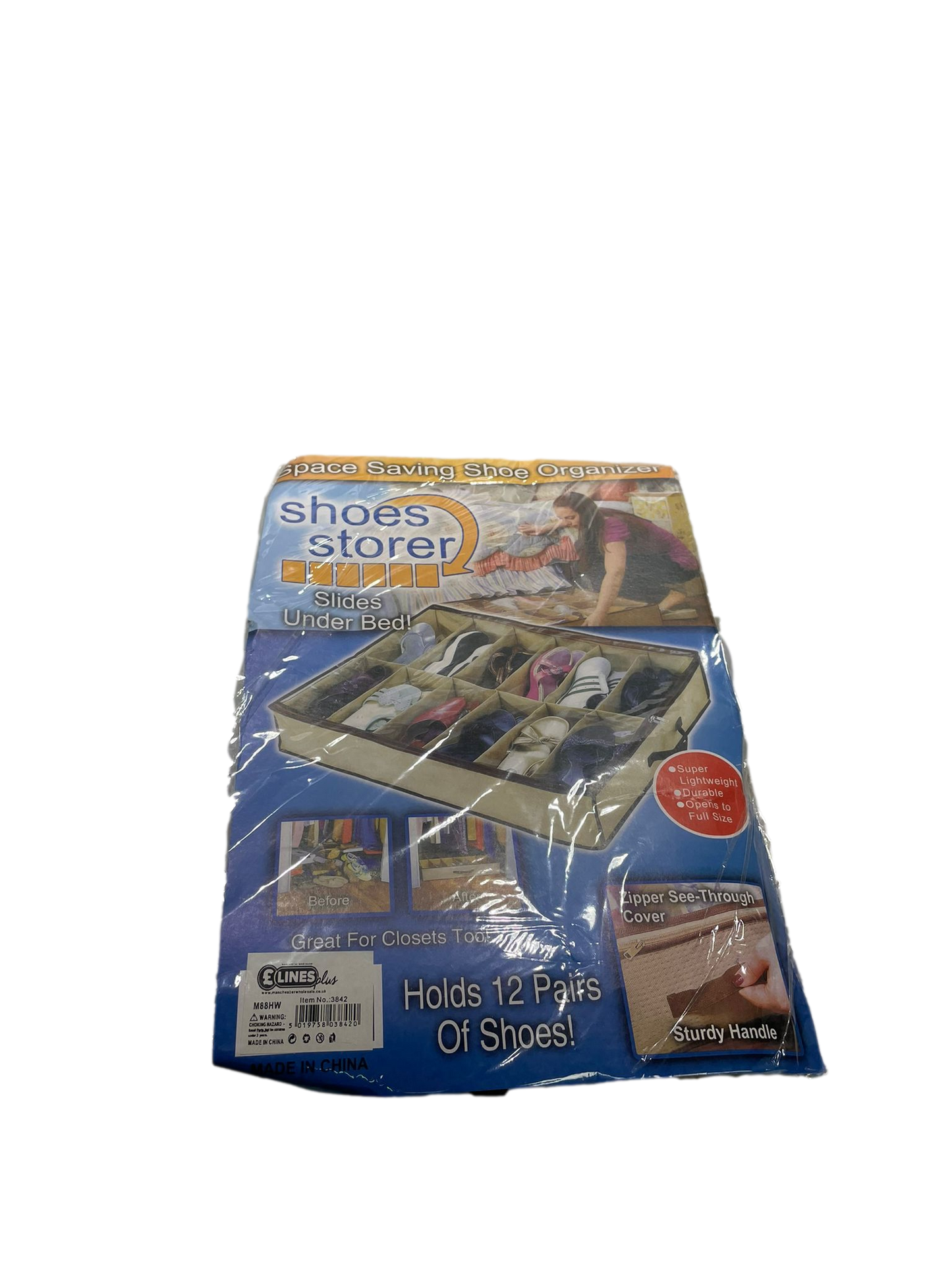 1 Pack Shoe Storage Organiser Space Saver Under Bed Storage Holds 12 Pairs 3842 (Parcel Rate)