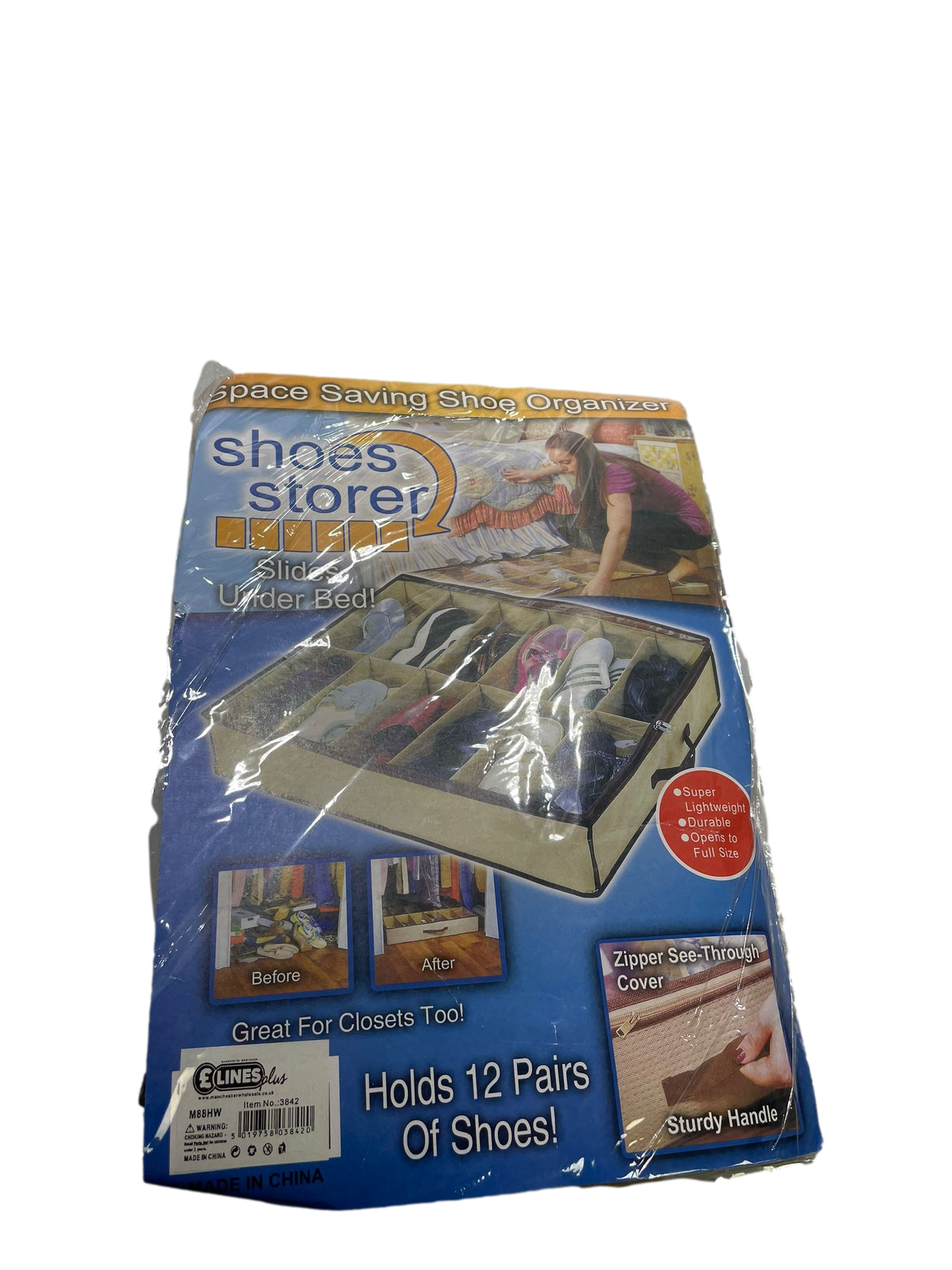 1 Pack Shoe Storage Organiser Space Saver Under Bed Storage Holds 12 Pairs 3842 (Parcel Rate)