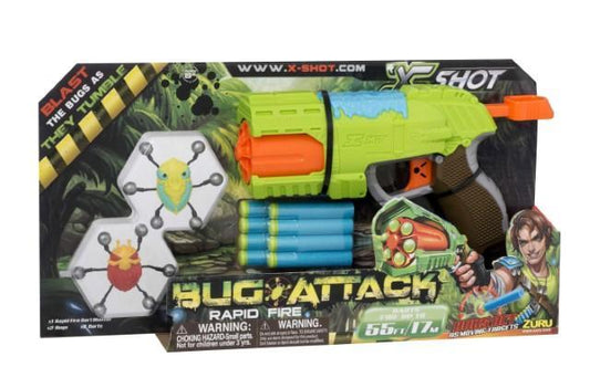 X-Shot Bug Attack Rapid Fire Dart Blaster Children's Toy Gun Plus 8 Foam Darts  1084 (Parcel Rate)