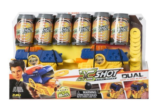 X-Shot Dual Dart & Disc Blaster Double Pack Set 2 Blaster Fire Discs and Darts   0083 (Parcel Rate)