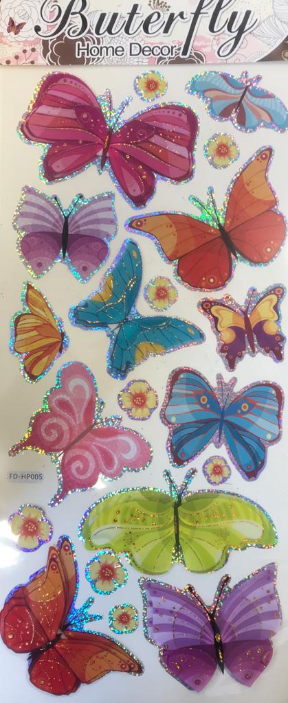 Room Decor 3D Effect Wall Stickers 50 x 24 cm Butterfly Designs Assorted Designs 7128 (Parcel Rate)