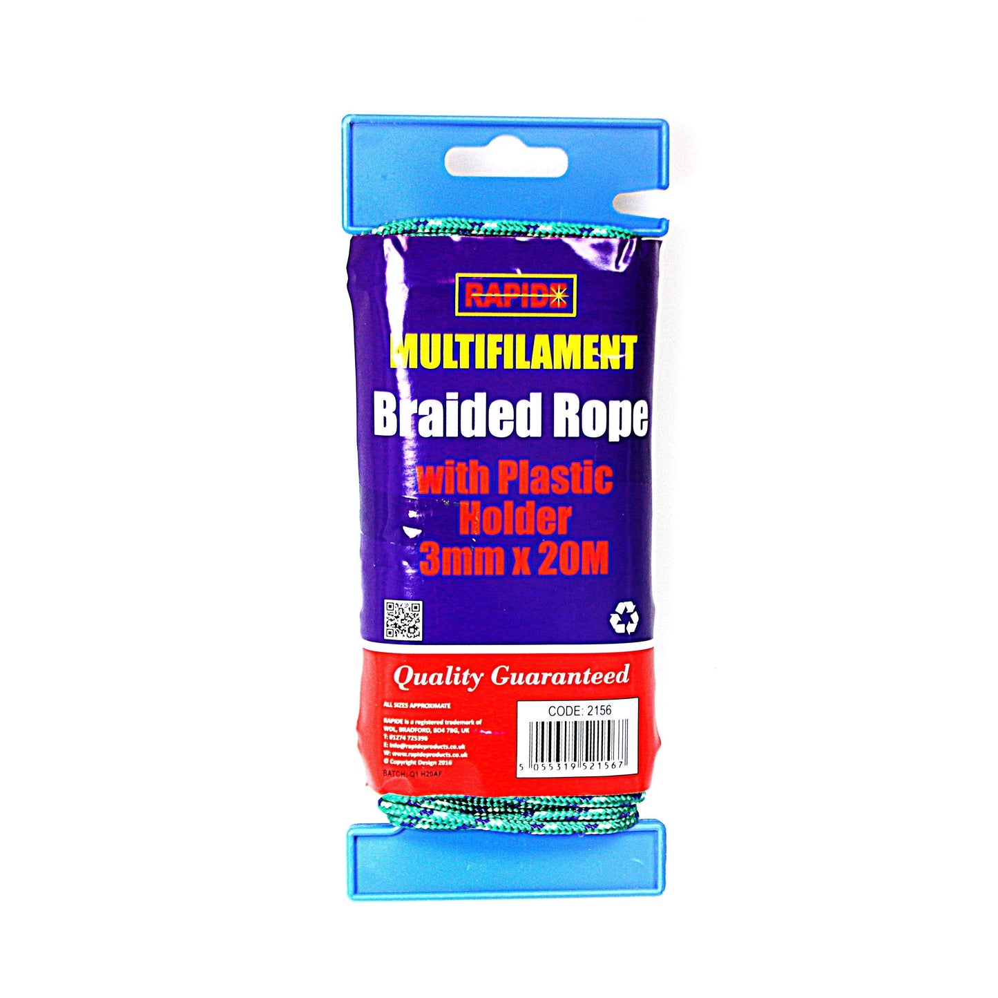 Multi Filament Braided Rope On Hanging Holder 3mm x 20m 2156 (Parcel Rate)