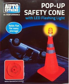 Auto Extreme Pop Up Safety Cone With LED Flashing Light 400mm (Parcel Rate)