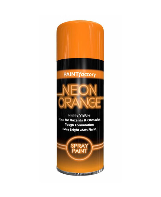 Paint Factory Neon Orange Spray Paint Highly Visible Bright and Matt Finish 200ml 5388 (Parcel Rate)