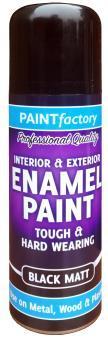 Paint Factory Interior & Exterior Enamel Paint Black Matt 400ml 2577 (Parcel Rate)
