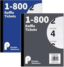 Raffle Books 1-800 Tickets Duplicate Numbered Bingo Cloakroom Custom Print P1018 (Parcel Rate)