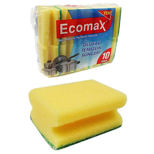 Ecomax Handgrip Sponge Scourer Pack Of 10 Kitchen Home (Parcel Rate)