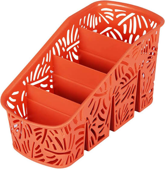 Plastic Kitchen Cutlery Holder Rack Drainer 18 x 10 cm Hollow Leaves Pattern Assorted Colours 6804 (Parcel Rate)
