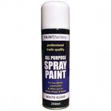 Paint Factory All Purpose Spray Paint White Gloss 250ml  7133 (Parcel Rate)
