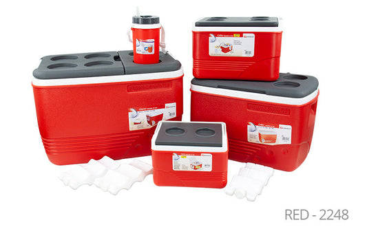 Ice Chest Cool Boxes Set 5pcs 1.25 / 6.0 / 14.0 / 31.0 / 60.0 Litre Red 2248 (Big Parcel Rate)