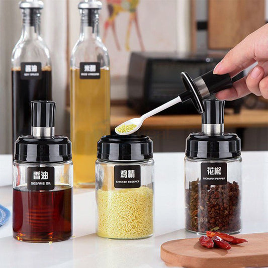 4 Piece Set Oil Bottle And Seasoning Jars Glass Kitchen Home 6664 (Parcel Rate)