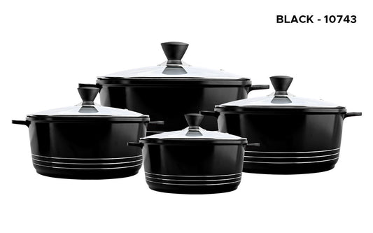 Laria Non Stick Die Cast Stockpot Pan Set 4pcs Black 10743 (Big Parcel Rate)
