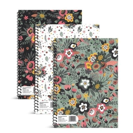 Floral Spiral Notebook 20 x 28cm School Assorted Designs P1068 (Parcel Rate)