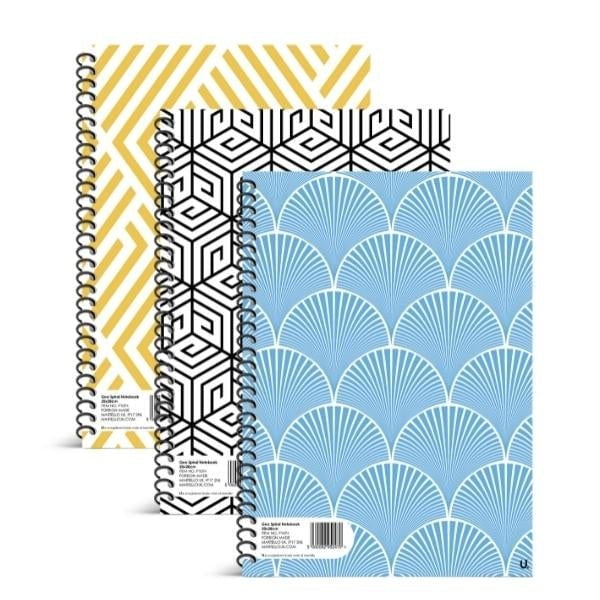 Geo Spiral Notebook 20 x 28cm School Assorted Designs P1074 (Parcel Rate)