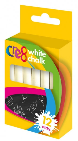 12 Pack Blackboard White Chalks Art And Crafts P2176 (Large Letter Rate)