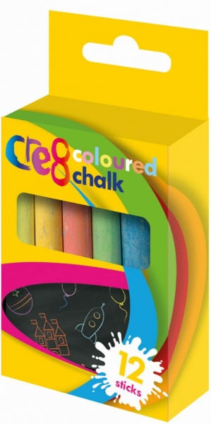 Children Art And Crafts 12 Coloured Chalks Assorted Colours P2177 (Parcel Rate)