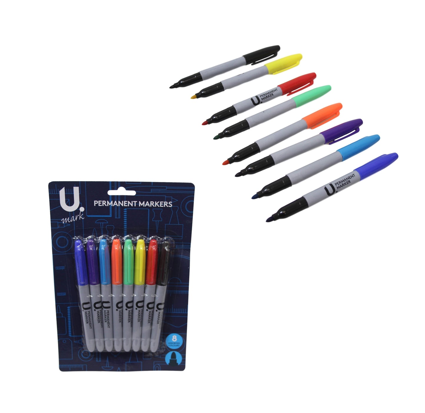 8 Pack Permanent Solid Assorted Colour Fine Liner Markers 14 x 1.5cm Pen P2381 (Large Letter Rate)