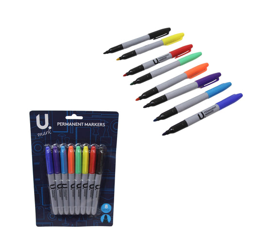 8 Pack Permanent Solid Assorted Colour Fine Liner Markers 14 x 1.5cm Pen P2381 (Large Letter Rate)