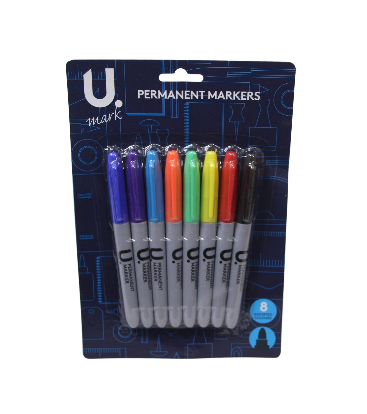 8 Pack Permanent Solid Assorted Colour Fine Liner Markers 14 x 1.5cm Pen P2381 (Large Letter Rate)