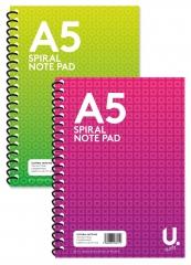 A5 Spiral Note Pad Asst 2 Home School Note Pad 160 Pages 2 Designs Available  P2532 (Large Letter Rate)