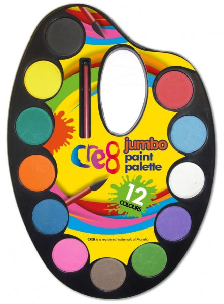 12 Colour Jumbo Paint Palette Arts And Craft Kids Fun P2538 (Parcel Rate)