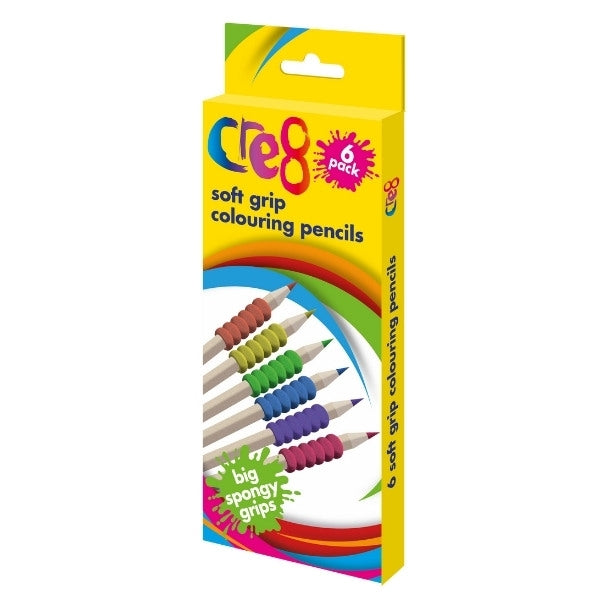 6 Pack Soft Grip Colouring Pencils Arts And Crafts P2686 (Large Letter Rate)