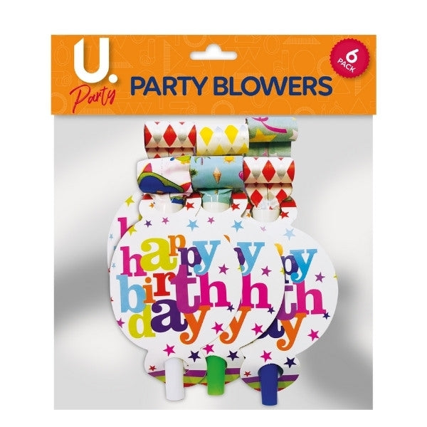 Happy Birthday Whistle Blowers Pack of 6 9406/P2710 (Large Letter Rate)