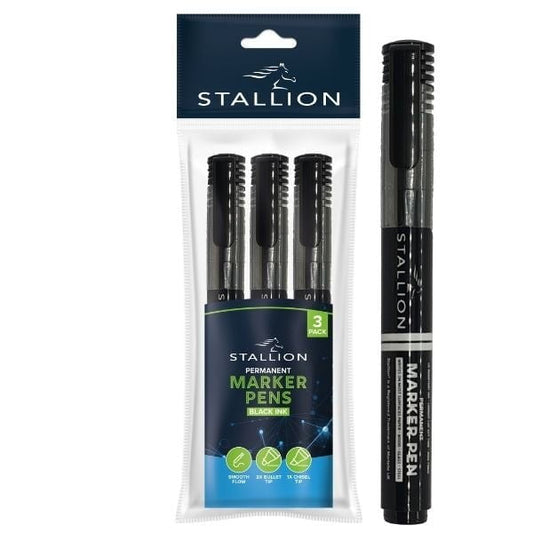 Permanent Markers 3 Pack Black P3066 (Parcel Rate)